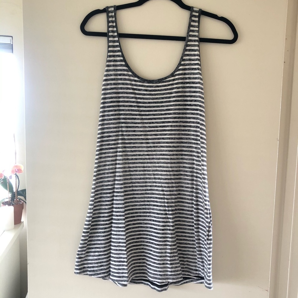Forever 21 Black White Striped Low Scoop Back Mini Dress S Beach Coverup Tee
